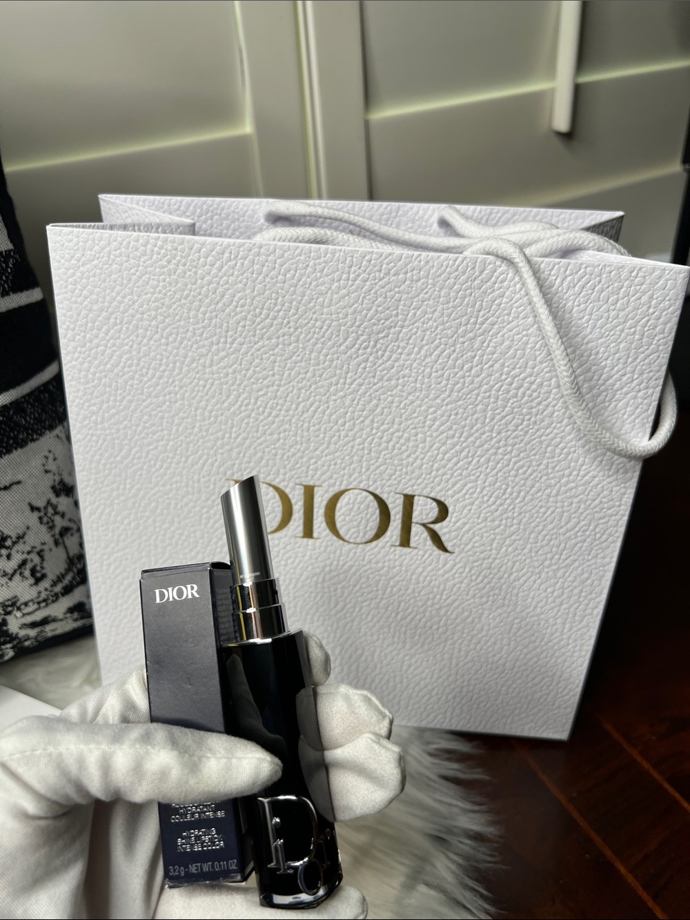 Dior Beauty Black & White Paris Jacquard Tote Bag With Lipstick, Shopping Bag NW - Picture 11 of 16